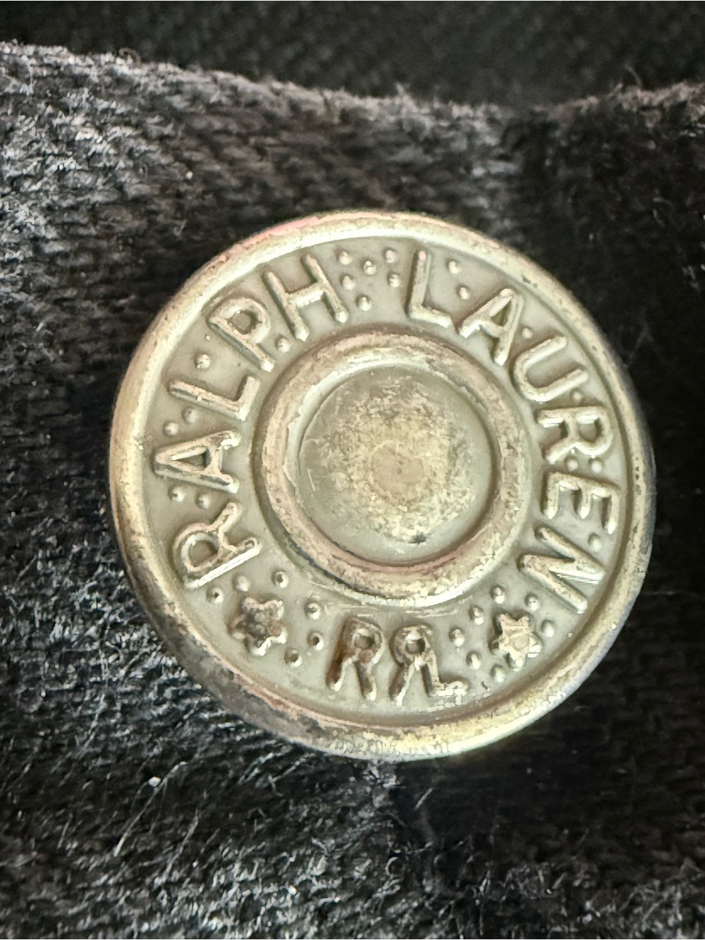Ralph Lauren Double RL Metal Jean Button on Black Denim